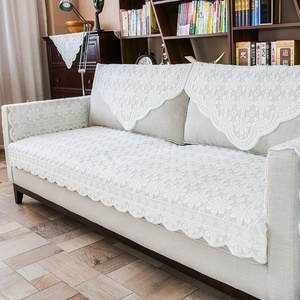 皮沙发清新镂h空布艺垫巾米白色沙发巾小圆桌床头巾背巾靠背巾冬