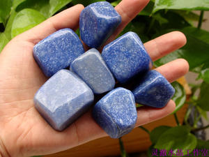灵澈水晶工作室 纯天然蓝色东陵玉原石打磨石 随形石 口袋石