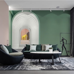 北欧莫兰迪色墙纸客厅延伸空间壁纸现代简约沙发背景墙布定制壁画