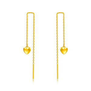 老凤祥首饰足金耳线黄金耳坠女流苏耳钉结婚养耳棒送情侣珠宝礼物