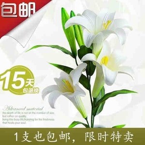 装饰花假白合百合花束桌上摆饰品干花真百合花花束绿植送女朋友