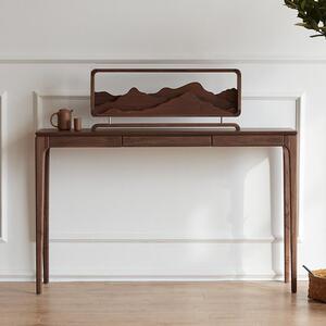 愫木工房条案现代简约黑胡桃北欧玄关供桌条案实木供台新中式长条