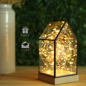 梦想家火树银花实木玻璃罩夜灯LED装饰台灯浪漫创意礼品生日礼物
