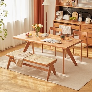 北欧全实木鲸鱼餐桌椅组合日式书桌家用电脑桌长方形吃饭桌工作台