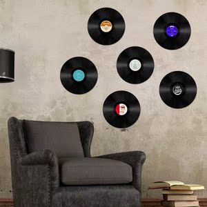 复古黑胶唱片装饰墙贴 酒吧ktv乐器店铺客厅背景墙创意海报墙壁饰