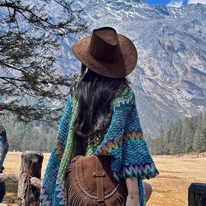 西部牛仔帽子女款2024新款夏季防晒遮阳帽西藏云南旅游登山渔夫帽
