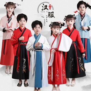 幼儿童古装男童汉服女童小学生诗歌唐代国学古诗词朗诵表演出服装
