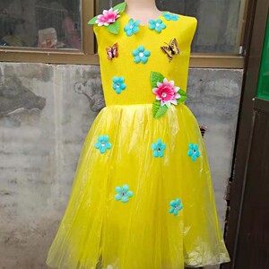 儿童环保服装自制亲子环保时装秀走秀表演服幼儿园手工制作公主裙