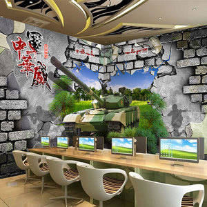 军事主题壁纸军旅壁画中国特种兵军人迷彩卧室饭店坦克背景墙纸