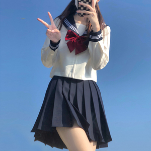 水手服连衣裙jk制服套装女学院风学生白三本二本长袖中间服基础款