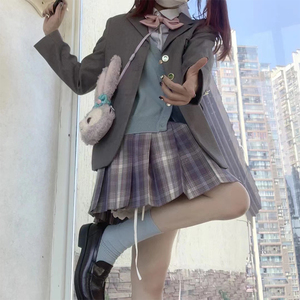 黑穗醋栗jk制服套装正版百褶裙女夏日系学院风裙子马甲西装三件套