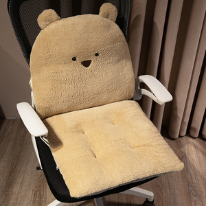 小熊连体坐垫靠垫一体学生宿舍椅子垫防滑靠背办公室久坐屁股座垫