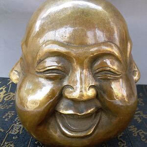 复古纯铜佛头工艺品摆件人生四态喜怒哀乐佛头四面佛像仿古弥勒佛