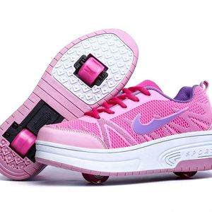 青年鞋子轮滑鞋两用鞋女生带轮鞋少女运动溜冰滑轮鞋可走可滑双轮