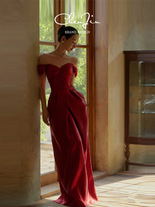 红色敬酒服2024新品高级设计感新娘结婚宴会主持人演出轻奢晚礼服