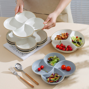 日式陶瓷分格餐盘子一人食大人减肥减脂专用儿童定量辅食月子餐具