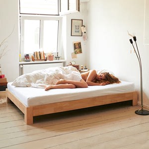 实木床架床架子15米单双人床软靠无床头矮床简约现代纯白色_单张_
