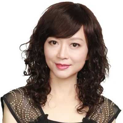 假发女长发中长卷发妈妈烫卷真发时尚假发中长卷发全头套真人发丝