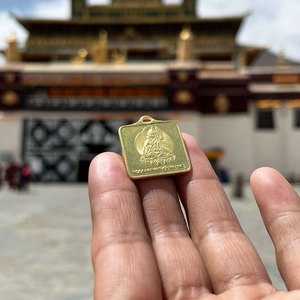 桑耶寺 莲师降魔印吉祥牌 佩戴挂件护身符吊坠 铜银两款