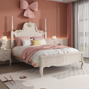 菲玛仕美式儿童床女孩胡桃木公主床轻奢现代简约1.5卧室实木床yy