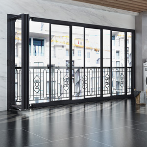 lg hausys无框全景折叠窗封阳台隔音窄框铝合金玻璃落地窗全开窗