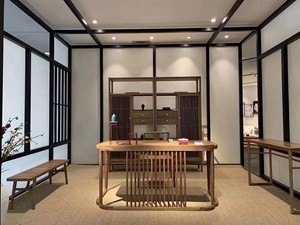 自在工坊现代东方原创 现代禅意 新中式海棠书房原木色书桌wasz02