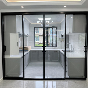 印象凡高厨房推拉门16极窄二轨玻璃门三联动钛镁铝合金玻璃移门