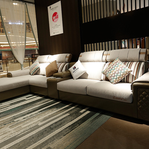 派尼尔高级家居布艺沙发高植绒面料简约 商务风 全实木框架a-367b