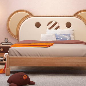 蓓凡洛可小城原创设计檀丝木儿童床真皮毛实木单床可爱时尚定金