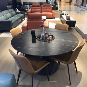 琪辉家居轻奢人造石餐桌现代简约可伸缩圆桌厨房家用轻奢小户型