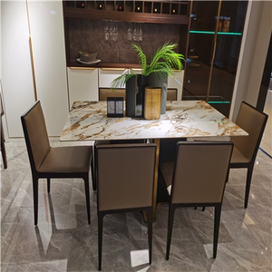 莫瑞尼餐桌轻奢风格七彩烫金岩板防烫防刮高端大气