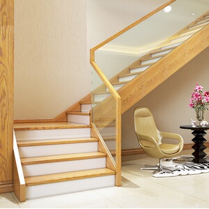 贵夫人实木楼梯定制复式别墅楼梯扶手玻璃围栏阁楼定制工厂直供