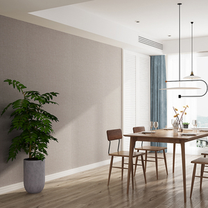 米素现代简约无缝墙布卧室客厅纯色素色亚麻壁布 白帝辞浅咖色