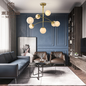 米苏现代简约时尚吊灯全铜灯具美式客厅灯温馨餐厅卧室灯7头