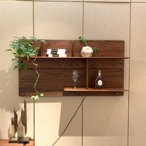 北欧e家大吊柜挂墙卧室黑胡桃木玻璃悬挂现代简约悬空壁挂式吊柜