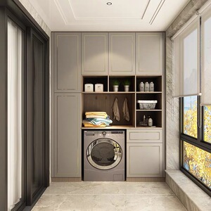 皮阿诺定制阳台柜 欧式轻奢 洗衣机柜洗手盆收纳柜储物柜组合柜子