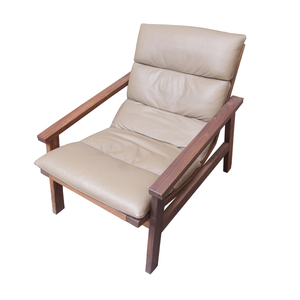 挪亚家北欧现代简约风格休闲椅胡桃木牛皮 k6z60-c