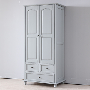 奢华世家美式轻奢实木双门衣柜建议灰色复古卧室橡木储物收纳衣橱