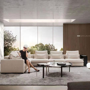 宝玛仕现代简约科技布艺小户型沙发客厅懒人贵妃三人位高端沙发