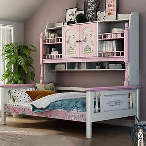 启智儿童床书柜一体全实木多功能环保简约床书柜带柜子收纳柜