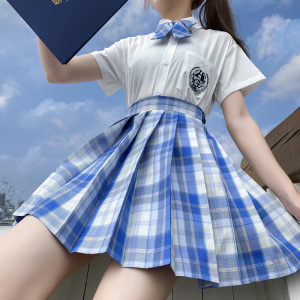 冰岛蓝湖jk格裙制服日系百褶裙校感表演团购学生校服半身裙套装裙