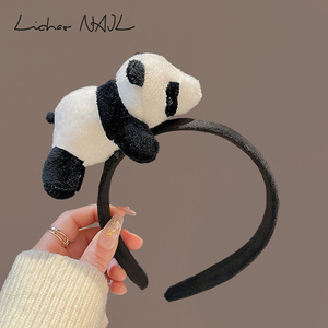 2022年新款可爱小熊猫发箍公仔头饰网红洗脸拍照发卡明星同款宽版