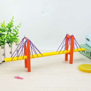 科技手工制作diy桥梁模型中小学生木制品益智玩具教具斜拉桥材料
