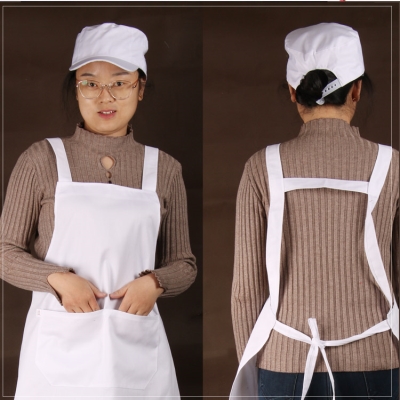 纯棉布加厚面食纯白色围裙工p作服白围裙p白布劳保饭店厨师面点师