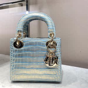 【98新拍】dior迪奥限量款 lady mini渐变珠光鳄鱼皮斜挎戴妃包