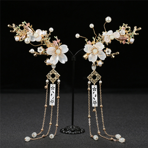 汉服对夹流苏古装夹子头饰仙气女童短发花朵古代配饰古风发饰边夹