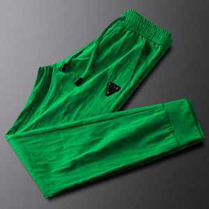 淡驰卫裤男士春夏季绿色潮牌束脚百搭松紧腰个性字母休闲运动裤