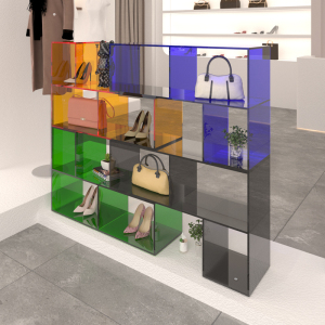 亚克力展示柜创意陈列架服装店鞋包展架橱窗装饰落地手办置物架子