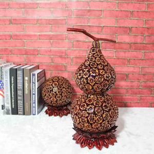 中式简约创意山核桃木手工艺品宝葫芦办公室家居装饰摆件结婚礼品