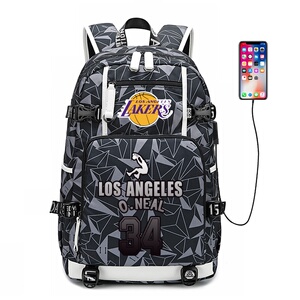 nba周边大鲨鱼书包湖人队34号奥尼尔夜光男女学生电脑包双肩背包